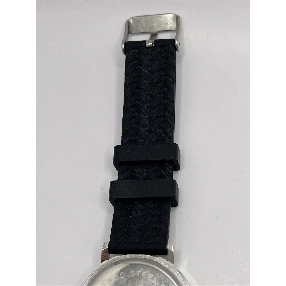 MSPCI Women's Quartz Watch Black Silicone Band Silver‎ 36mm Case- New Battery